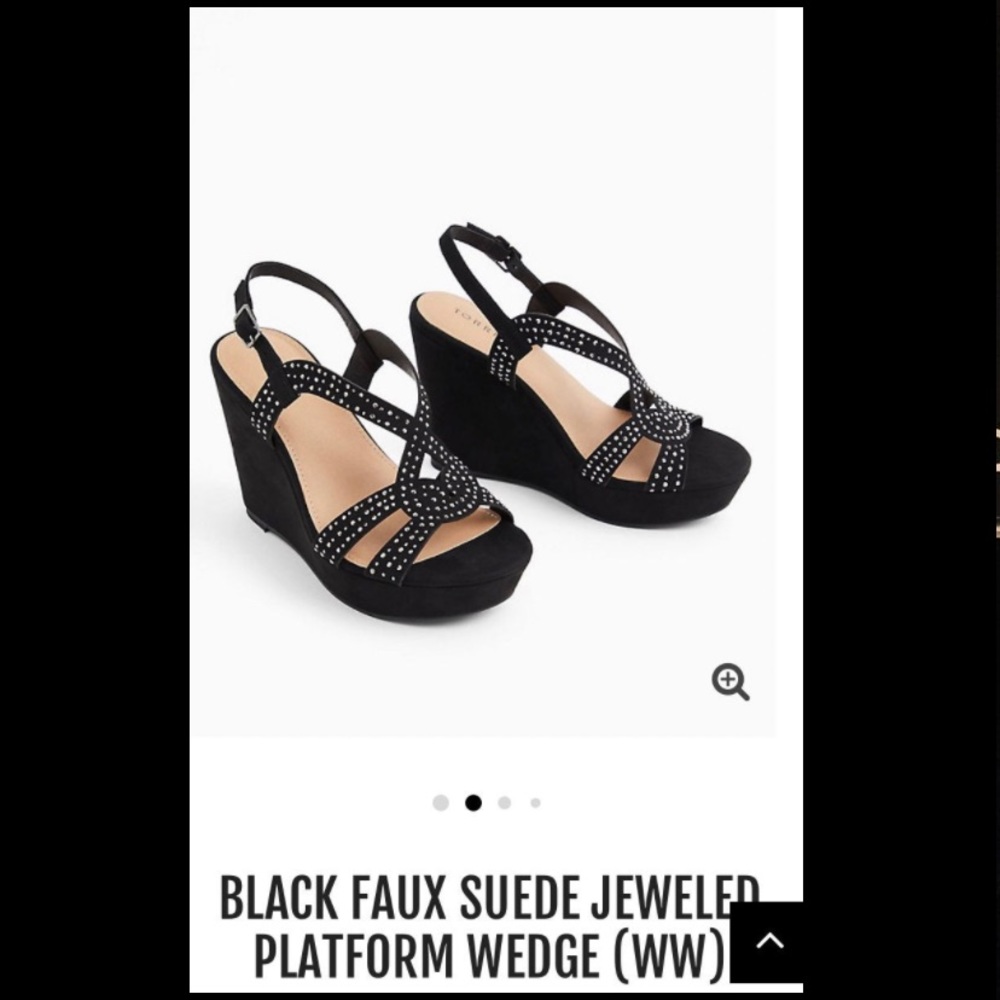 Black Jewel Platform Wedge Sandals